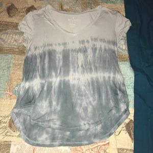 Green tie-dye t-shirt with a subtle V neck